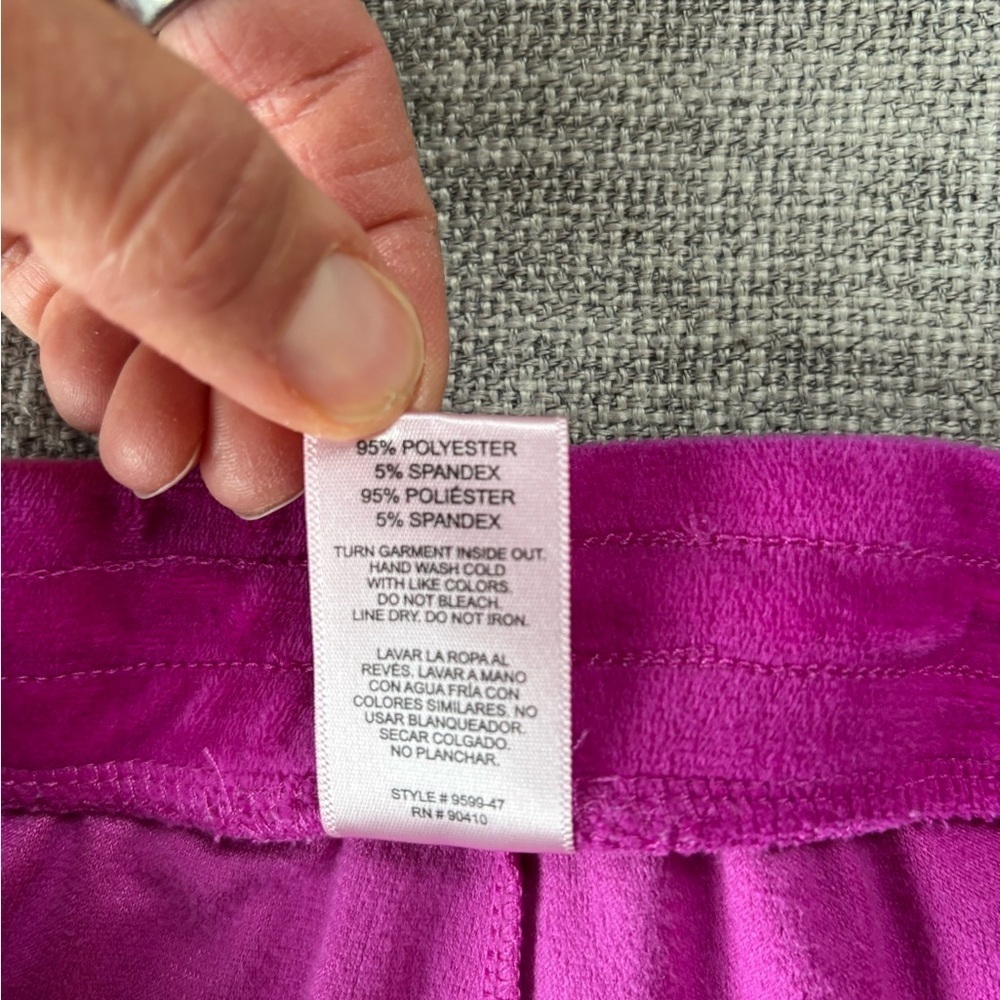 Juicy Couture Magenta Pink Velour Sleepwear Rhinestone Logo Tee Shorts Bling M - Picture 12 of 13